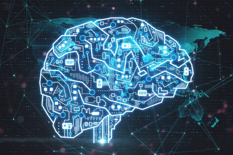 Graphic of brain with circuits inside